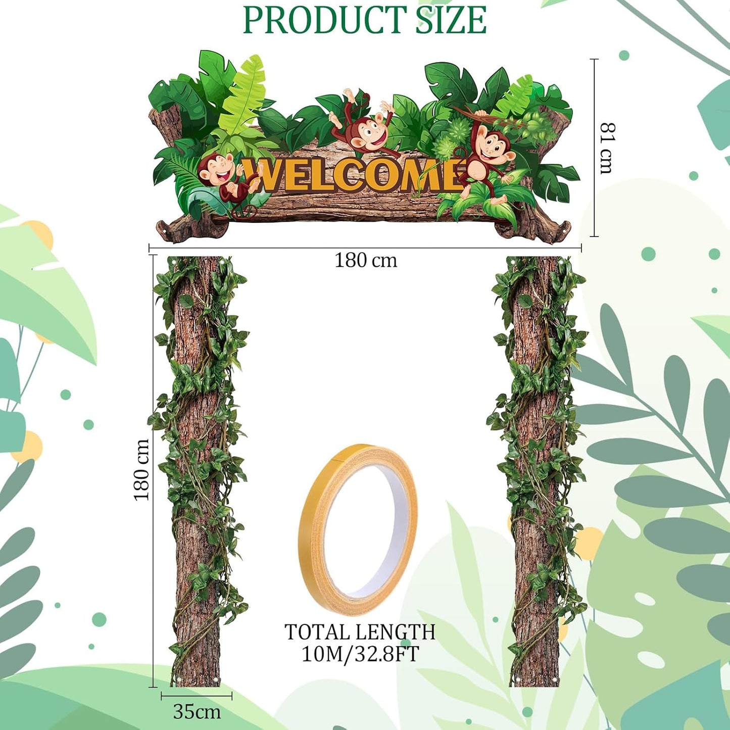 Peryiter 3 Pcs Camping Themed Party Decorations Banner Welcome Porch Sign with 1 Double Sided Tape for Summer Camp Birthday Hawaii Baby Shower Themed Party Activity Decor door (Forest Style)