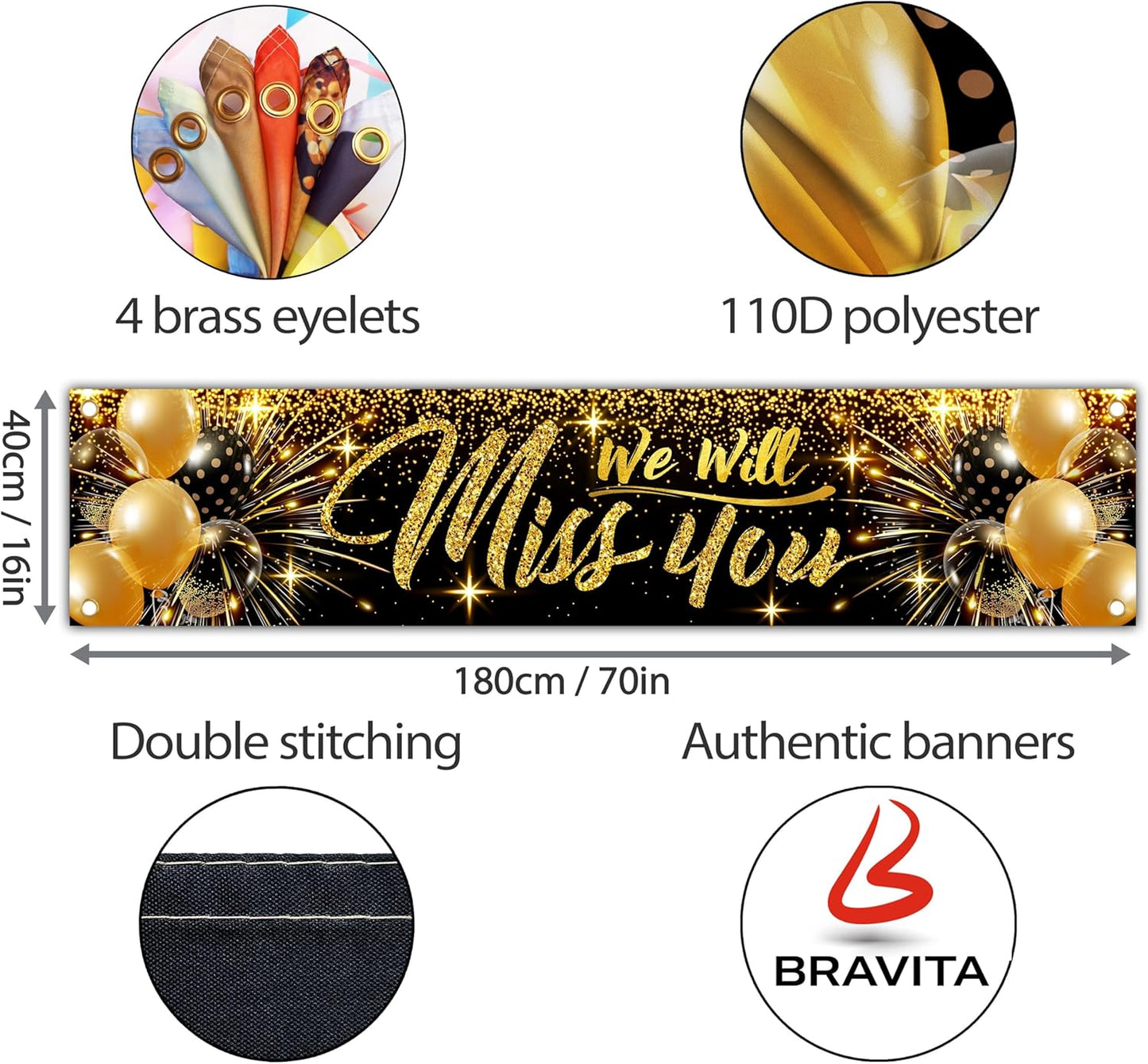 Welcome Banner - Black and Gold Welcome Home Decorations 6 x 1.3ft - Welcome Back Banner - We Missed You So Much