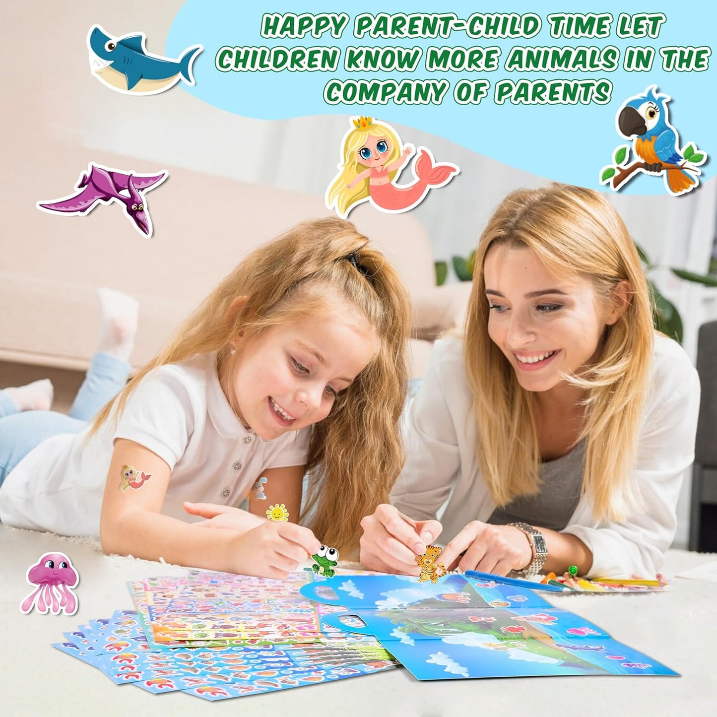 Sinceroduct 64 Sheets Stickers for Kids, 1800+pcs Animal Sticker, 16 Animal Themes Water Bottle Stickers, Scrapbooking Party Favors Classroom for Kids, Children, Teacher, Parent
