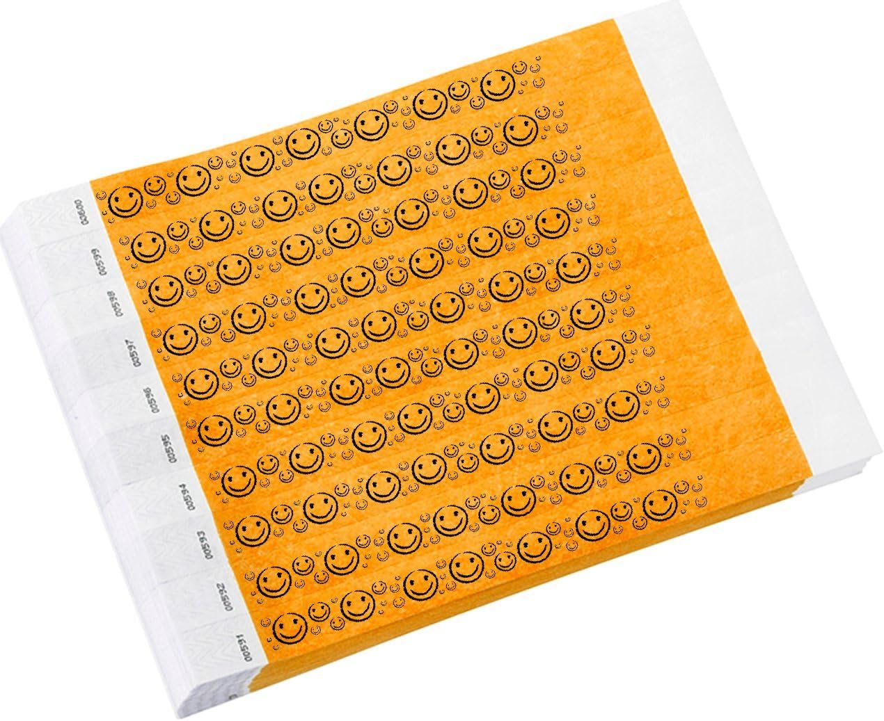 500 WristCo Yellow Smiley Face Tyvek Wristbands for Events - ¾” x 10” - Waterproof Recyclable Comfortable Tear Resistant Paper Bracelets Wrist Bands for Concerts Festivals Admission Party