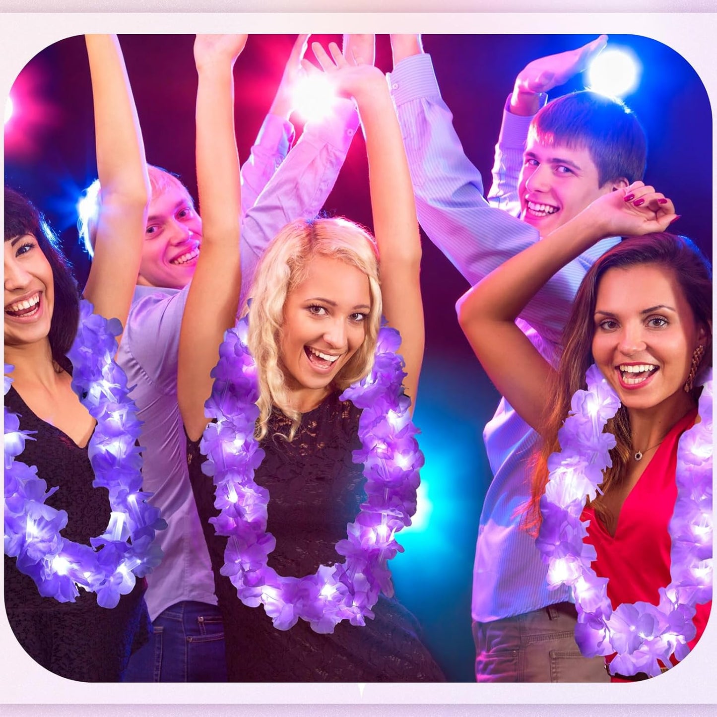 Sherr 24 Pcs LED Leis Light Up Purple and Gold Hawaiian Flower Necklaces, Graduation 2026 Party Supplies, Class of 2026 Leis for Beach Wedding Luau Glow Party Favors