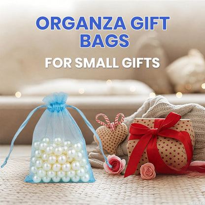 ANZNKU 50PCS White Organza Bags 3x4, Small Gift Bags Bulk for Sachet Jewelry Candy Treat, Mini Mesh Bag Drawstring for Wedding Bridal & Baby Shower, Party Favor Bag for Easter Mothers Day Birthday
