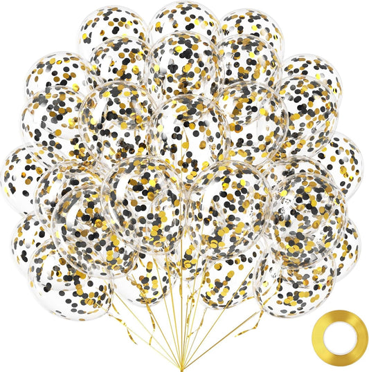 Silver Confetti Balloons 12 inch, Clear Latex Balloon 50pcs Party Balloons for Wedding Bridal Shower Engagement Graduation Birthday Party Decorations