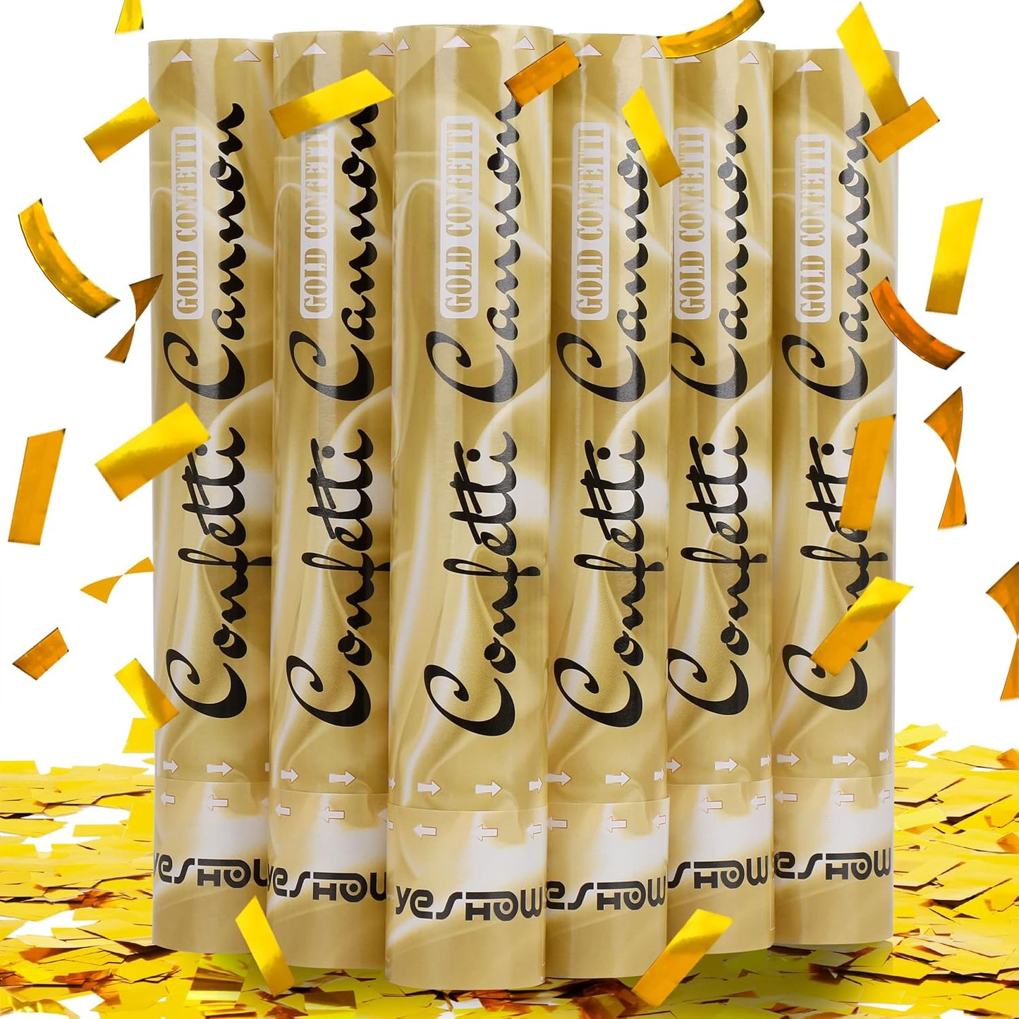 Confetti Cannon Party Poppers Gold,(6 pack) YESHOW Confetti Shooters Blaster for Birthday Graduation Wedding Christmas New Year’s Eve and Valentine's Day Any Celebrations
