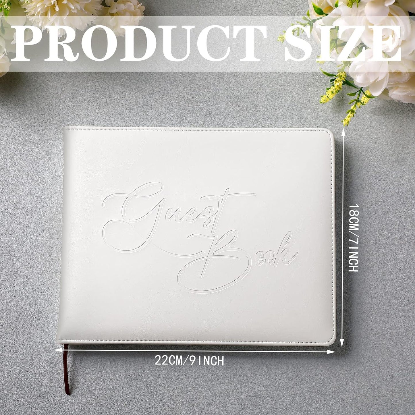 Panelee Wedding Guest Book with Pen Set Elegant Guest Sign in Books Bridal Shower Guestbook Beautiful Guest Book Wedding Reception Guestbook for Wedding (Flower, Blue)