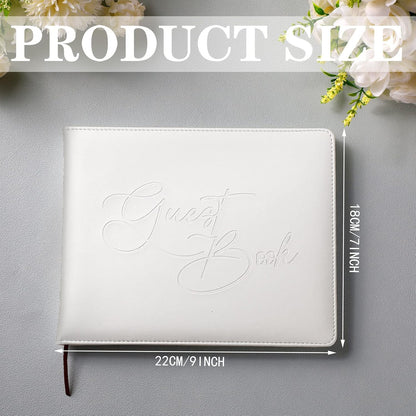 Panelee Wedding Guest Book with Pen Set Elegant Guest Sign in Books Bridal Shower Guestbook Beautiful Guest Book Wedding Reception Guestbook for Wedding (Flower, Blue)