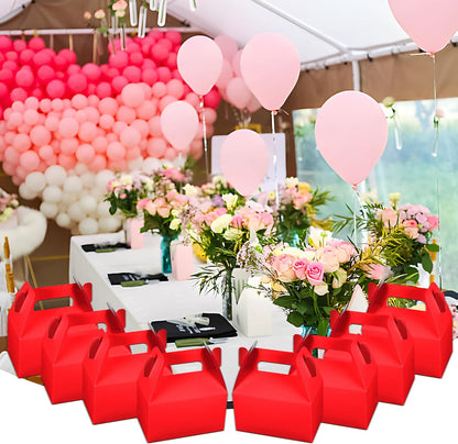 XAGLVV 24 Pack White Paper Gable Boxes,6.2 Inch Candy Boxes with Handle, Snack Party Favor& Gift Cookie bags for kids Birthday,Wedding, Baby Shower, Graduation.