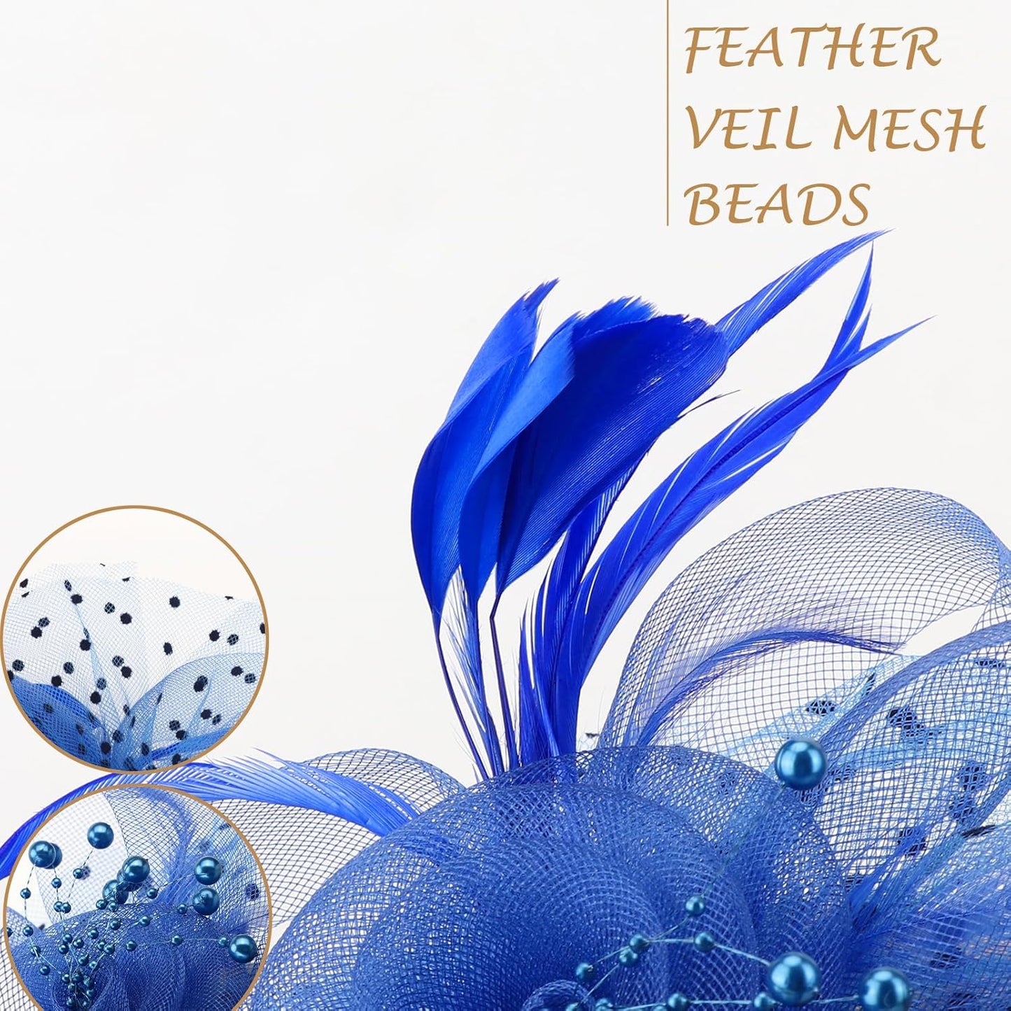 DRESHOW Fascinators Hat Flower Mesh Ribbons Feathers on a Headband and a Clip Tea Party Headwear for Girls and Women - Colors A
