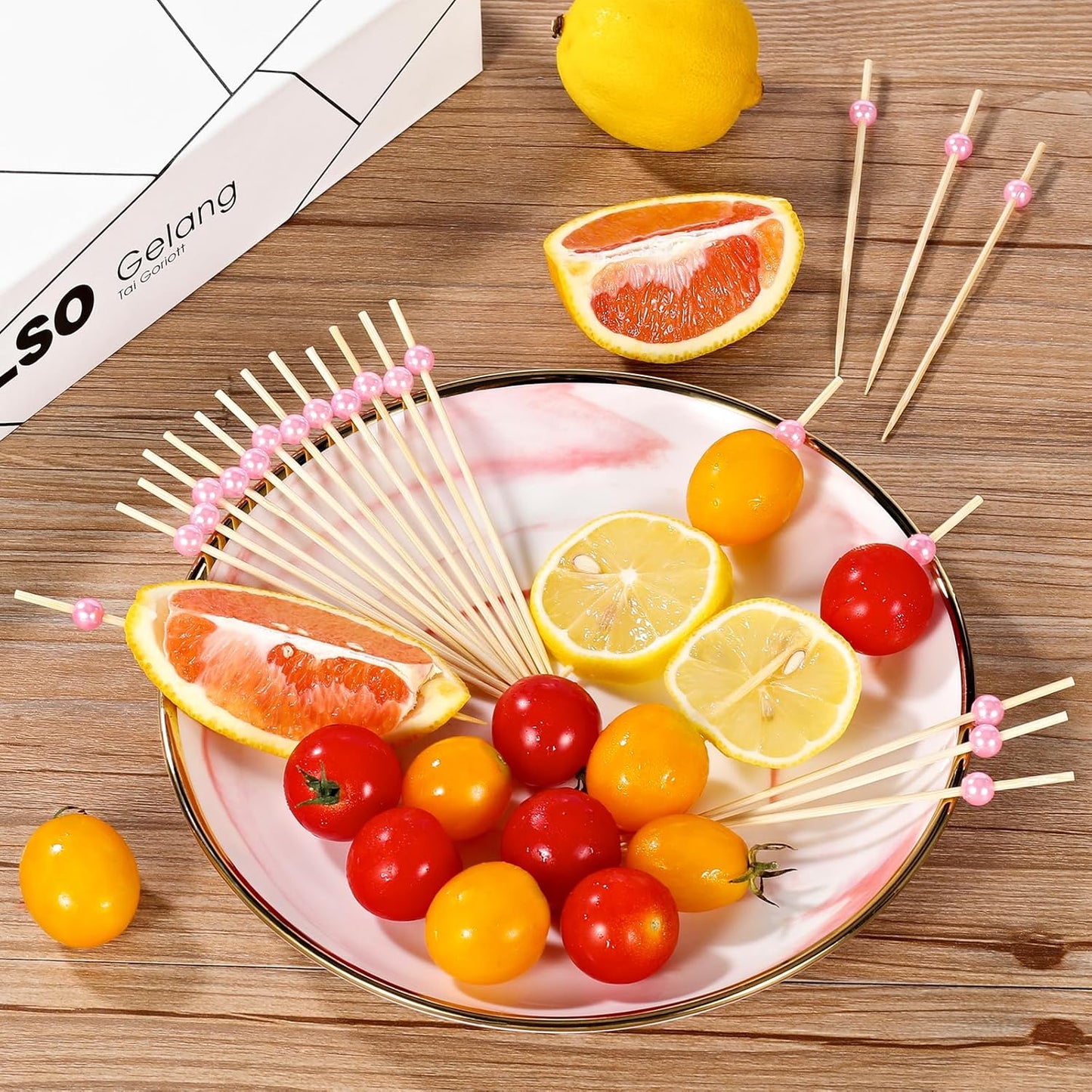 [300 Pcs] Cocktail Picks Toothpicks for Appetizers - 4.7 inch White Pearl Cocktail Toothpicks for Drinks Charcuterie Accessories Burgers Sandwich Wedding Bridal Shower Party Decoration