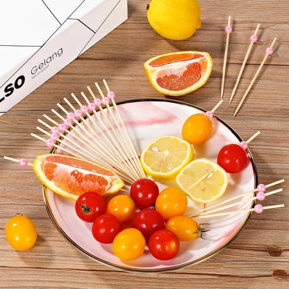 [300 Pcs] Cocktail Picks Toothpicks for Appetizers - 4.7 inch White Pearl Cocktail Toothpicks for Drinks Charcuterie Accessories Burgers Sandwich Wedding Bridal Shower Party Decoration