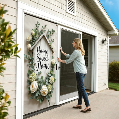 Home Sweet Home Door Cover Housewarming Party Decorations Door Banner Welcome Home Floral Backdrop Decor Greenery Leaves New Home Party Photography Background Sign Bridal Shower