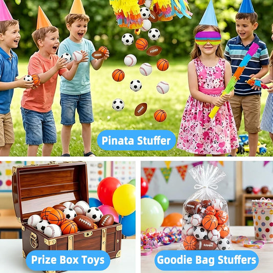 28 Pack Sports Stress Balls, Soccer Football Squeeze Fidget Relief Toys for Kids 4-12, Classroom Prizes Treasure Box Fillers Pinata Stuffers Goodie Bag Stuffers Birthday Gifts Classroom Party Favors