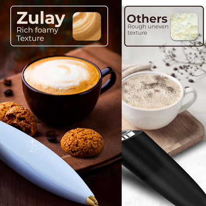 Zulay Kitchen Powerful Milk Frother Wand With Duracell Batteries - Ultra Fast Handheld Drink Mixer - Electric Whisk Foam Maker for Coffee, Lattes, Cappuccino & Matcha - Z1 Motor - Black - Colors A