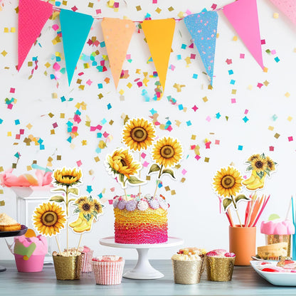 Beautiful Butterfly Centerpiece Sticks - Floral Baby Shower or Birthday Table Toppers - Butterfly Themed Gender Reveal Bridal Shower Party Decoration- Set of 15