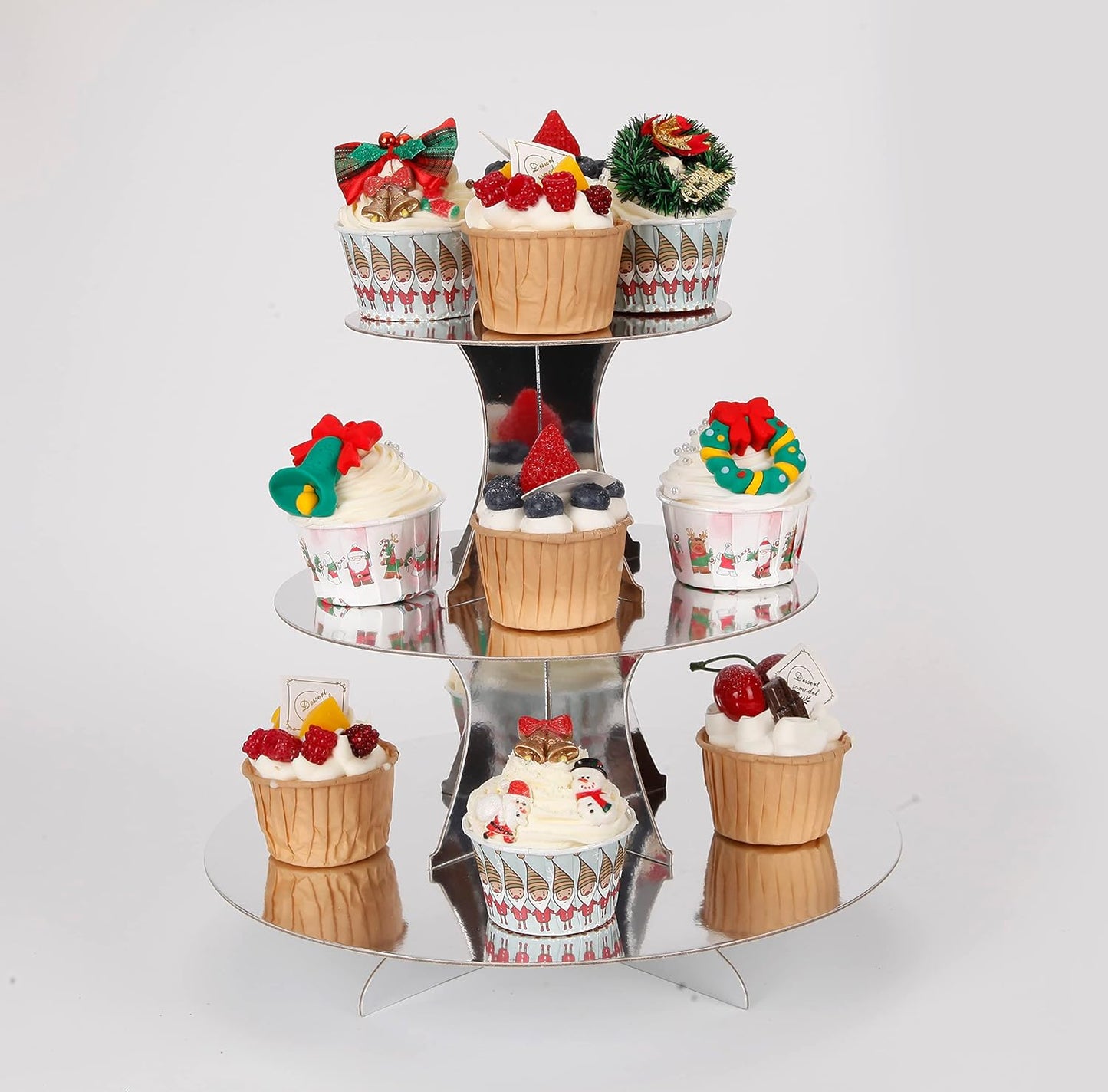 YLDW Cupcake Stand, 3-Tier Cupcake Stand Display, Cardboard Cup Cake Tower Stand, Disposable Dessert Stand for Birthday Tea Party Baby Shower Treat Decorations, Pink