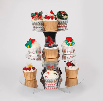 YLDW Cupcake Stand, 3-Tier Cupcake Stand Display, Cardboard Cup Cake Tower Stand, Disposable Dessert Stand for Birthday Tea Party Baby Shower Treat Decorations, Pink