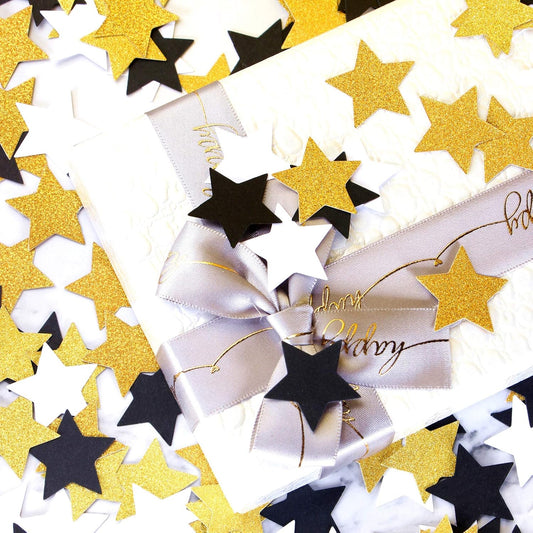 300pcs Navy Blue White Silver Confetti,Glitter Paper decor Twinkle Little Star Table Confetti,Birthday Graduation 2024 Fathers Day Wedding Baby Shower Party Decorations Circle Dots Lasting Surprise