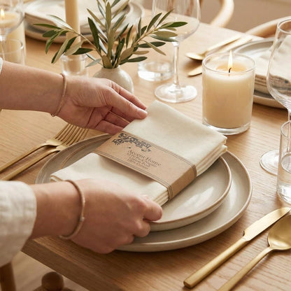 ACCENTHOME Natural Cotton Linen Napkin Set of 12 18x18 inch Dinner Napkins - Washable Soft Premium Hotel Quality Reusable Hemmed Edges Napkins Perfect Table Linens for Family Dinners, Weddings