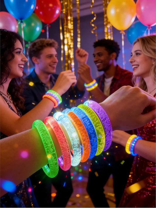40 Pack Multi-Color Glowing Bracelets, Party Favors Pack, 7 Color LED Light Up Bracelets for Adults Birthday Party Favors, Concert, New Year, Carnival, Raves