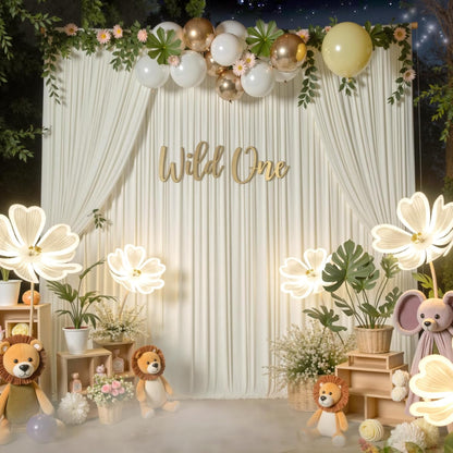10 ft x 10 ft Wrinkle Free White Backdrop Curtains for Wedding Parties, Polyester Photography Backdrop Drapes for Birthday Parties Stage Backdrop Stand, 2 Panels 5x10FT Background Curtains
