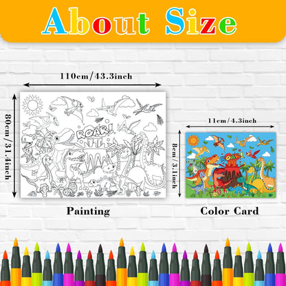 43.3x31.5 Summer Coloring Poster with Picture, Giant Cute Painting Poster, Large Coloring Tablecloth for Classroom Home Birthday Party Supplies Favor
