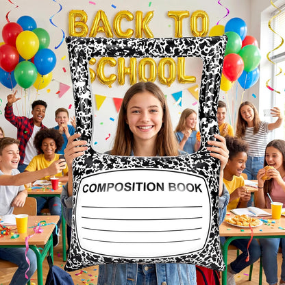 Back to School Decorations Inflatable Balloons Photo Booth Props Frame 40'' Apple Photo Props Pencil Selfie Frame Welcome First Day of School Picture Selfie for Party Decoration(Apple)