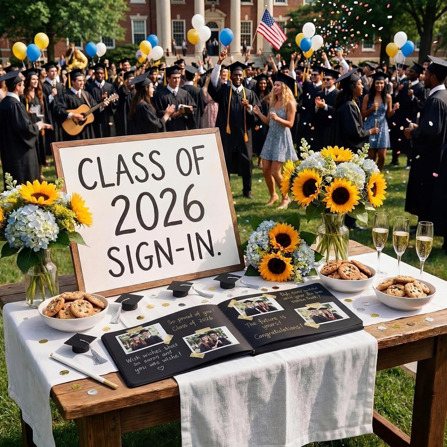 Frienda 2026 Graduation Guest Book Leather Guest Sign in Book with Pen Graduation Party Favors Congratulation Graduates Signature Books(Class of 2026,Black, Gold)
