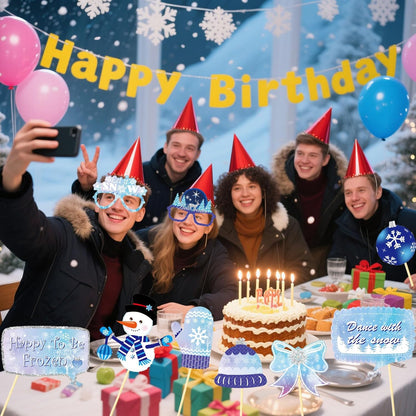 Giant Winter Wonderland Inflatable Photo Photo Frame, Funny Winter Photo Booth Props for Snowman Snowflakes Christmas Frozen Winter Party Decorations Supplies