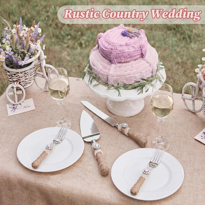 Wedding Cake Knife and Server Set Lace Rustic Handle Cake Cutting Set Pie Dessert Servers for Weddings Anniversaries Bridal Shower Couples Engagement Gifts