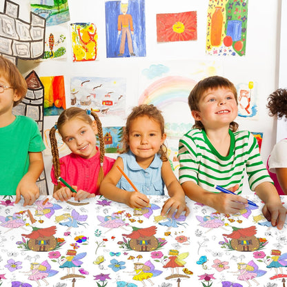 Giant Construction Party Coloring Tablecloth for Kids - Huge Construction Theme Table Cover Large Dump Truck Vehicle Painting Poster for Children Birthday Party Supplies 54x108 Inch