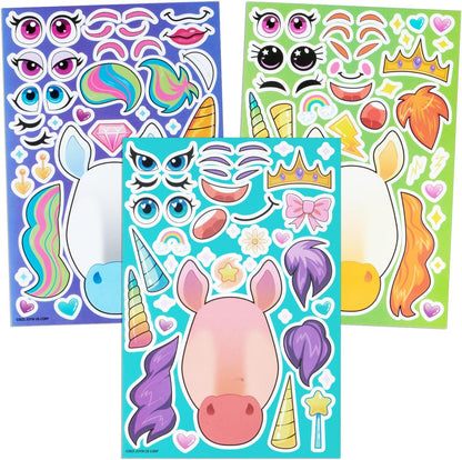 JOYIN 36 Sheets 9"x6" Make a face Stickers for Kids, Make Your Own Animal Stickers with Unicorn, Dinosaur, Sea and Safari Animals, Crafts Birthday Party Favors, Goodie Bags Classroom Activities