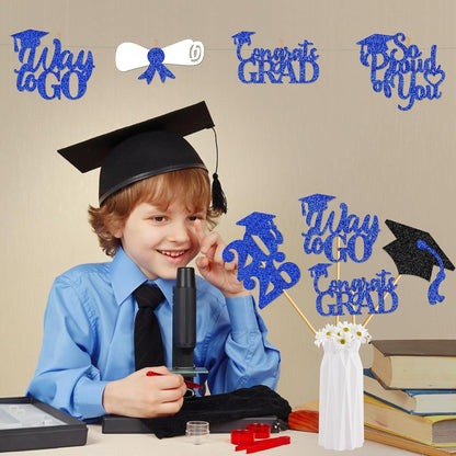 24Pcs Graduation Centerpieces for Tables: 2026 Graduation Centerpiece Sticks Class of 2026 for Grad Table Decorations Congrats Decorations (Black)