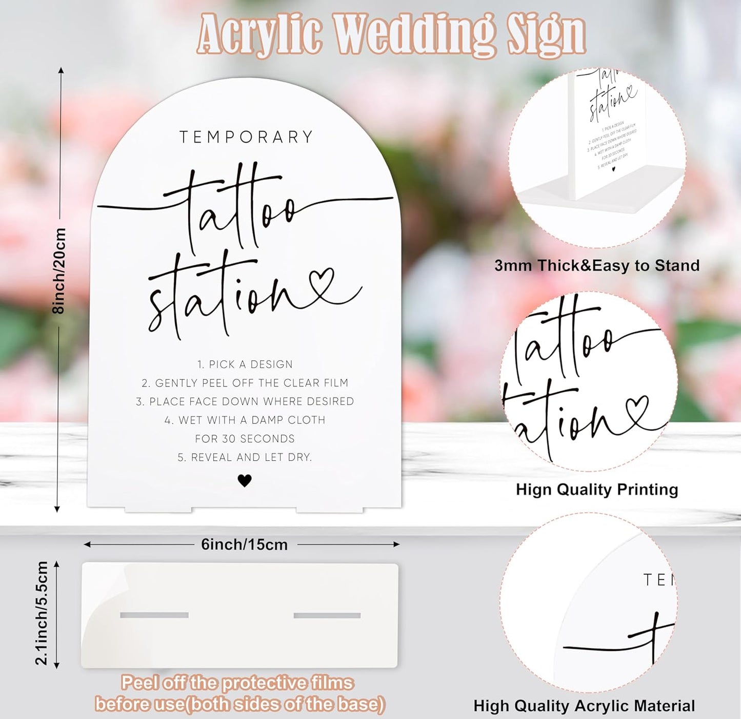 Sign Our Bible Wedding Sign, White Acrylic Wedding Guest Book Sign, Bridal Shower Decor, Elegant Arch Acrylic Table Top Signs for Reception Marriage Engagement Party Decorations