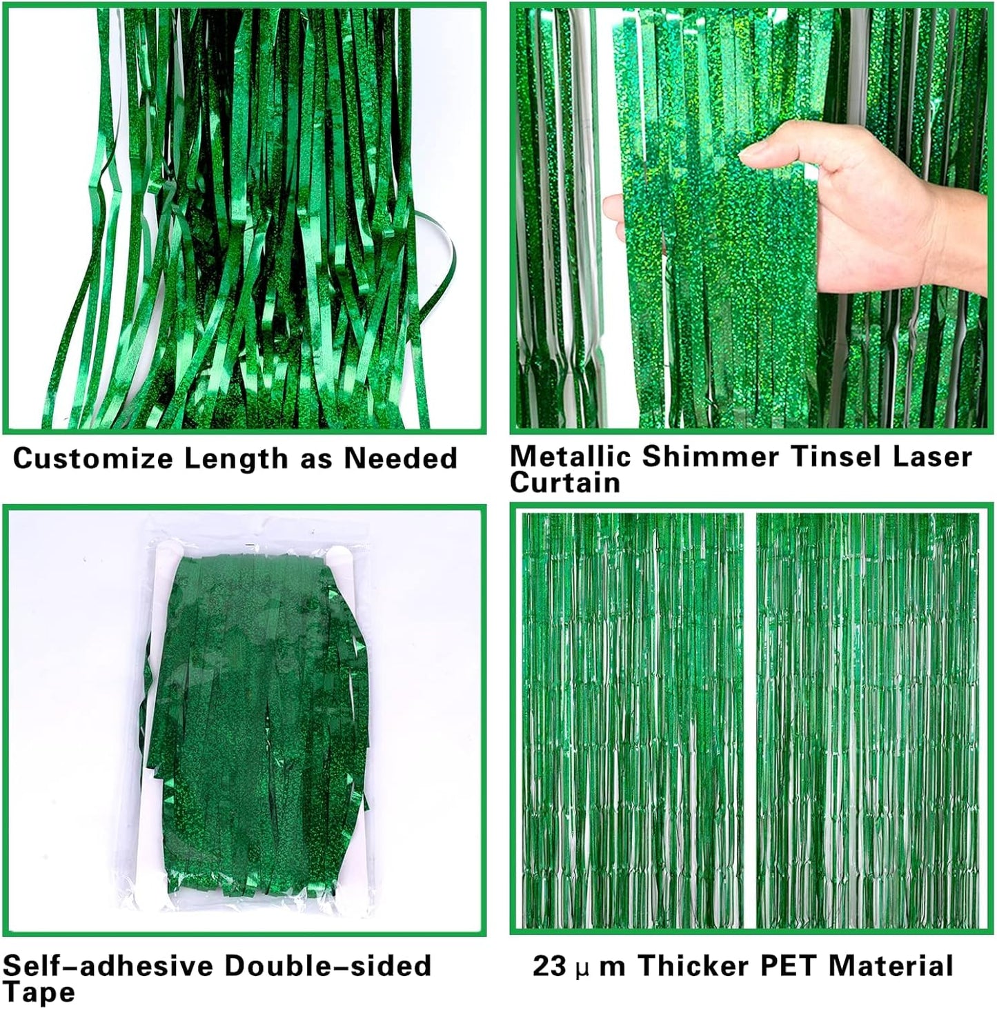 2 Pack 3.2ft x 8.2ft Silver Metallic Tinsel Foil Fringe Curtains, Door Streamer Photo Booth Backdrop for Birthday Graduation Engagement Bridal Shower Bachelorette Baby Shower Party Decorations