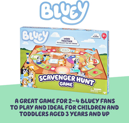 Bluey Scavenger Hunt Board Game, Cooperative Play with 4 Exclusive Mini-Figures, Indoor Games for Kids Ages 5+, Fun Toy Token Collecting Game