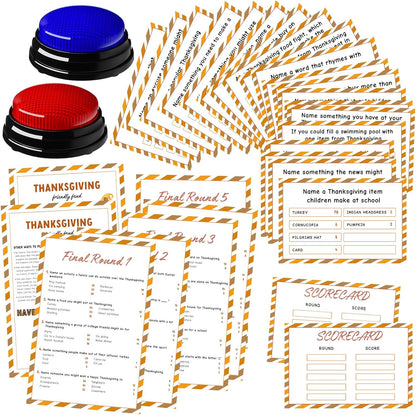 20 Pcs Retirement Friendly Feud Game Set Retirement Party Game Trivia Quiz with 18 Card 2 Buzzer for Adults Family Games Activities Party Supplies, Battery Not Included