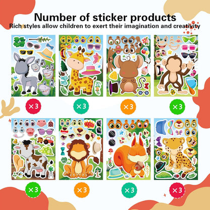 24 Sheets Make-a-face Cupcake Stickers Make Your Own Dessert Stickers Mix and Match Sweets and Fruit Treats Party Favor Supplies for Kids Ice Cream Sticker Games Birthday DIY Art Crafts