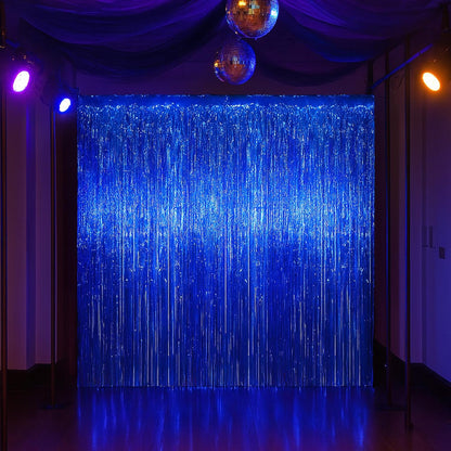 Voircoloria 3 Pack 3.3x8.2 Feet Gold Foil Fringe Backdrop Curtains, Tinsel Streamers, Fringe Backdrop for 2025 New Years Eve, Graduation, Birthday, Baby Shower, Gender Reveal, Disco Party - Colors A