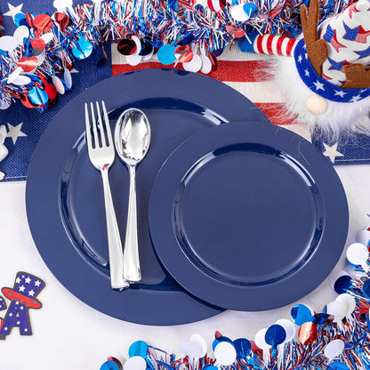 FLOWERCAT 60PCS White Plastic Plates - Heavy Duty White Disposable Plates for Mother's Day/Birthday Party/Wedding -serve for 30 guests Include 30PCS 10.25" & 30PCS 7.5" Plates for Party