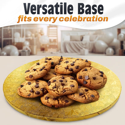 12 Inch Cake Drum, Black Cake Board for Picture-Ready Celebration Cakes, 1/2 Inch Thick Round Cardboard Base with Grease & Moisture Resistant Surface and Decorative Pattern for Parties and Weddings