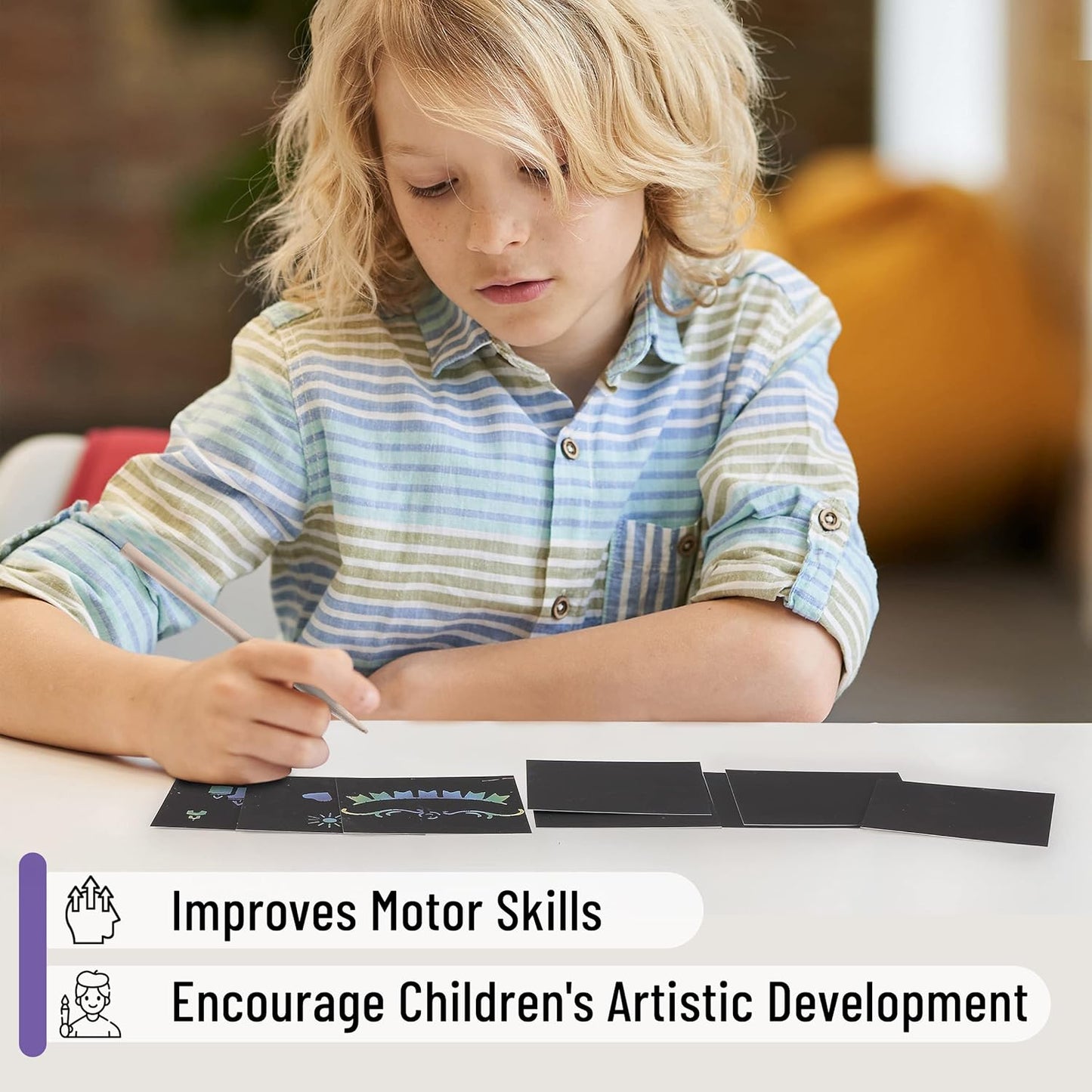 Mr. Pen- Scratch Art for Kids with Wooden Stylus, 125 pcs, Rainbow Scratch Paper, Scratch Art Paper