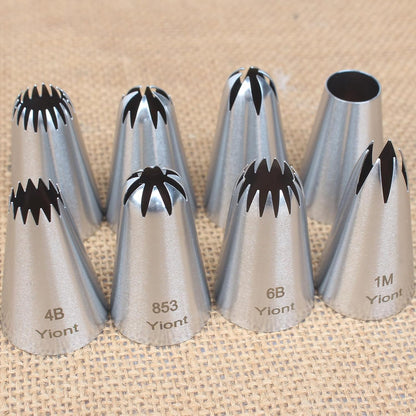 8Pcs Flower Piping Tips Set Stainless Steel Baking Tools Cookies, Cupcakes Rose & Wedding Cake Decorating Icing & Frosting Pastry Nozzles Yiont