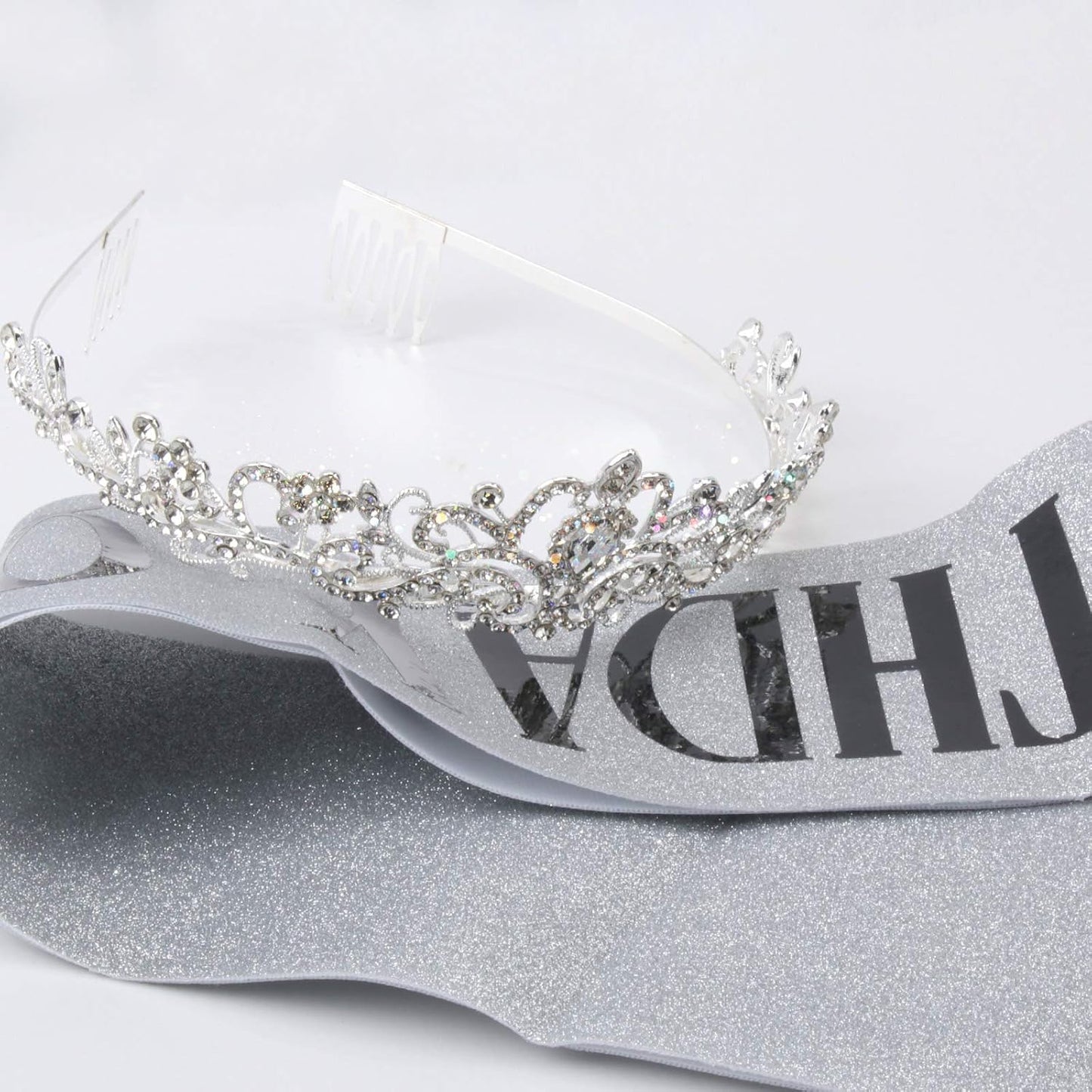 COCIDE Birthday Queen Sash & Rhinestone Tiara Set Gold Happy Birthday Crowns for Women Party Decoration Kit Rhinestone Headband for Women Glitter Crystal Hair Accessories for Cake Topper