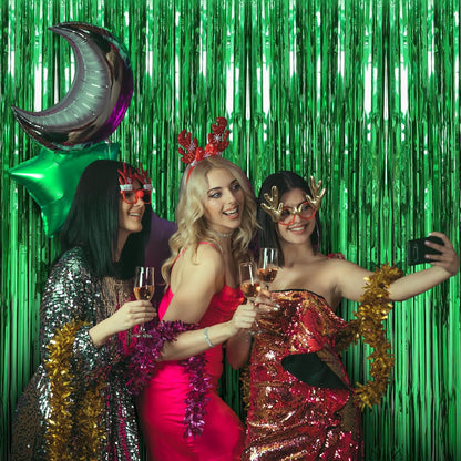 Birthday Party Decorations: 3 Pack 3.3 x 9.9 ft Gold Foil Fringe Curtains Party Supplies, Tinsel Curtain Backdrop for Parties/Birthday/Photo Booth