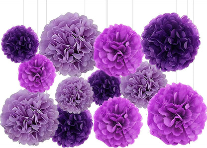 XIKSXITN 12 pc Rose Gold Gradient Tissue Paper Pom poms-Hanging Gold Dot White Paper Pom Poms Paper Flowers Ball for Party Decorative(8&10&12 inch)