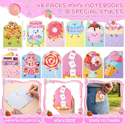 Maxdot 48 Pcs Farm Animals Mini Notebooks Bulk Party Favors Gift Small Cute Pocket Notepads with 20 Sheets, Gifts for Birthday, Back to School Party Classroom Prizes Gift