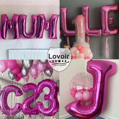 Lovoir 40 Inch Large Hot Pink Letter A Balloons Big Size Jumbo Mylar Foil Helium Balloon for Birthday Party Celebration Decorations Alphabet Hot Pink A