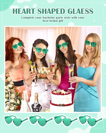 Photect 12 Pair Heart Shaped Sunglasses Neon Color Transparent Heart Glasses for Women Party Favor