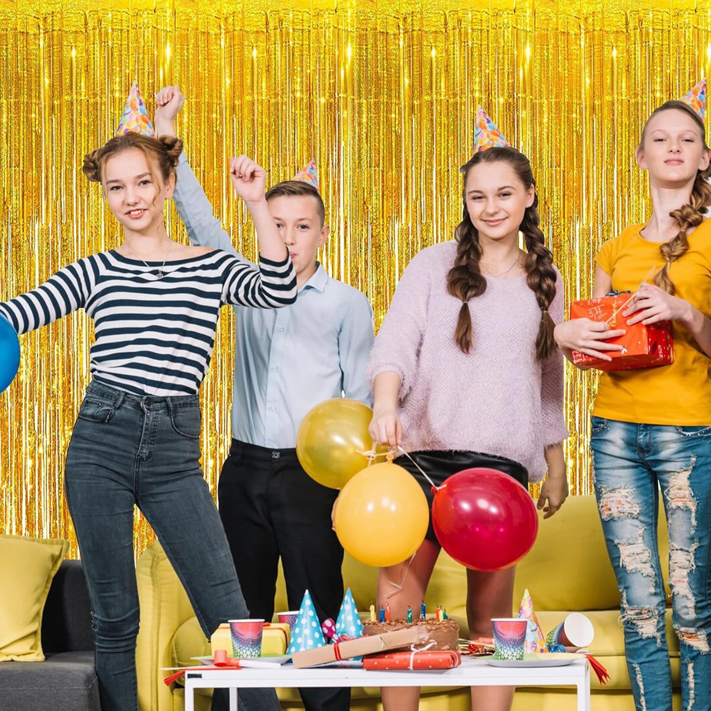 20 Pack Silver Foil Curtain Backdrop 3.2ft x 8.2ft Foil Fringe Backdrop Curtain Metallic Tinsel Foil Fringe Curtains Streamer Backdrop Curtains for Birthday Party Decorations Photo Booth (Silver)