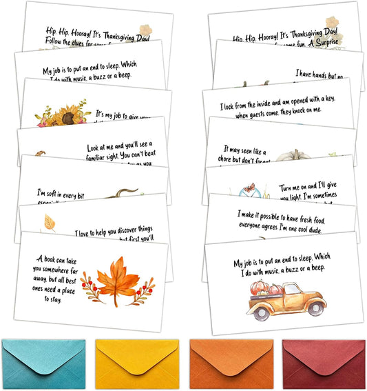 Thanksgiving Treasure Hunt, 14 Scavenger Hunt Clue Game Cards, Thanksgiving Treasure Riddle Hunting Games, Autumn Indoor Outdoor Party Activities For Adults Family, Fall Party Decorations Supplies